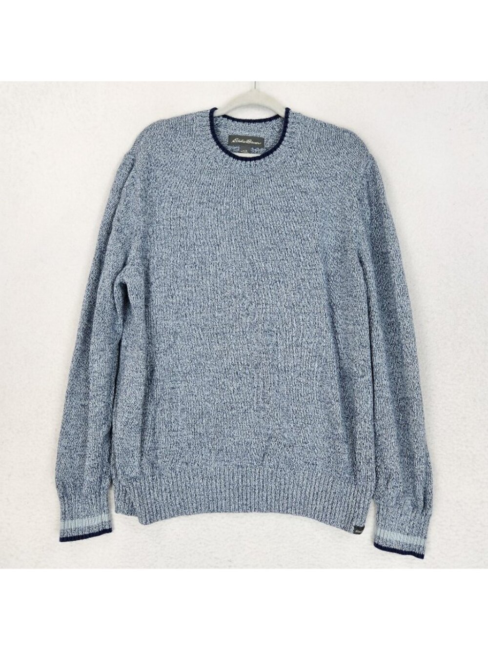 Eddie Bauer Sweater Mens XL Blue 100% Cotton Heavyweight Crewneck Knit Pullover